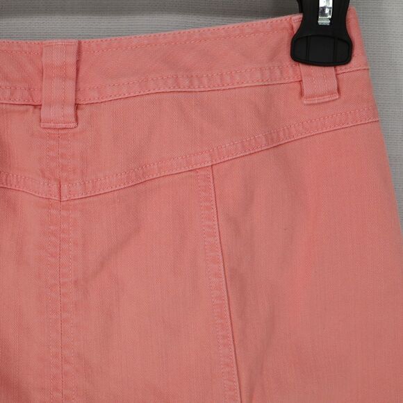 Talbots Skirt Petites 2P Salmon Pink Stretch Cotton Denim Jean Pockets Tiny Flaw - Picture 7 of 10